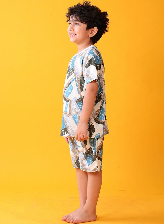 Anthrilo Kids Zig Zag Print Cotton T-Shirt and Shorts Set - Image 3