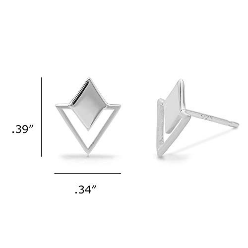 Boma Jewelry Sterling Silver Geometric Diamond & Triangle Stud Earrings - Image 5