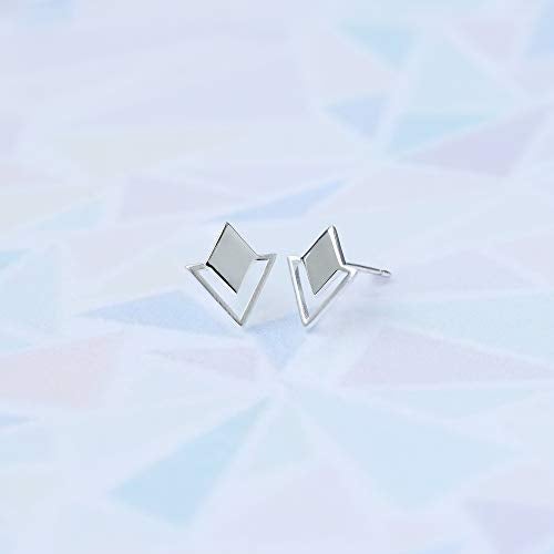 Boma Jewelry Sterling Silver Geometric Diamond & Triangle Stud Earrings - Image 4