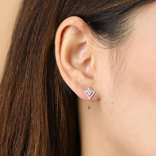 Boma Jewelry Sterling Silver Geometric Diamond & Triangle Stud Earrings - Image 3