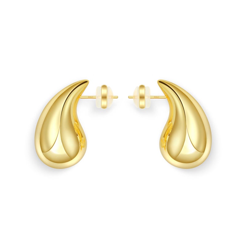 Lcherry Gold Teardrop Earrings Dupes for Women Chunky Gold Plated Waterdrop Earrings Trendy Jewelry for Women Valentine's Day Gift for Women - Image 1
