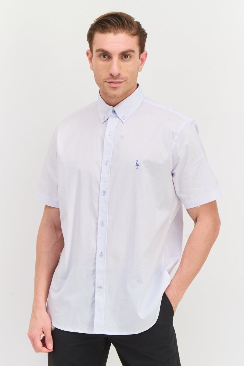 Tailorbyrd Men Regular Fit Embroidered Logo Short Sleeves Casual Shirts, Sky Blue - Image 1