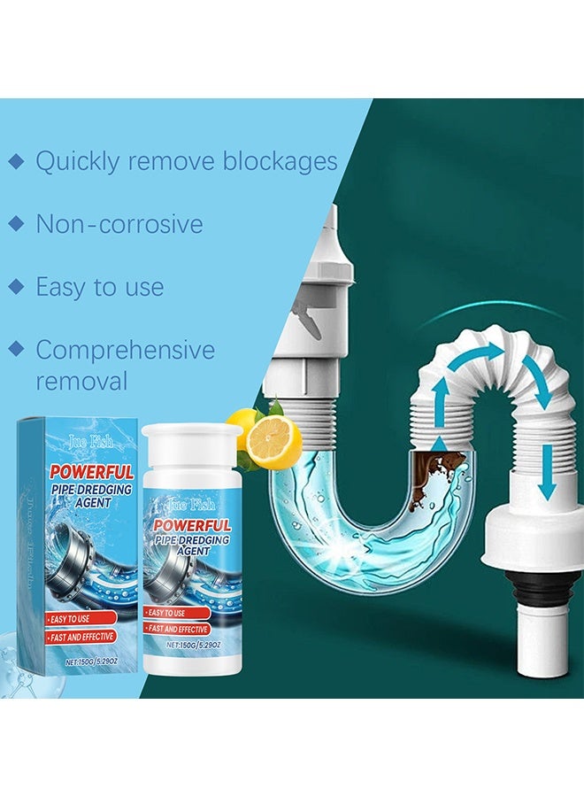 السمك اليهودي عامل قوي لتجريف الأنابيب، مزيل روائح المجاري وفتح الانسدادات، منظف متعدد الأغراض للأنابيب، مزيل ومُنظف انسداد المصارف، منظف مصارف للحمام والمطبخ، منظف سريع لفتح المجاري، مسحوق منظف المصارف، سريع الفتح 150 جرام - Image 2