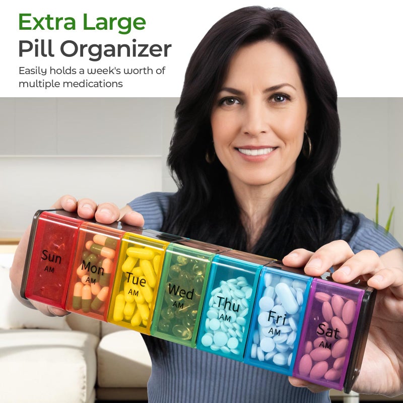 Daviky Extra Large Weekly Pill Organizer 2 Times a Day, XXL Pill Box 7 Day with AM PM Large Compartments, BPA-Free Daily Medicine Case, Jumbo Pill Holder for Fish Oils, Vitamins & Supplementsï¼ˆBlackï¼‰ - Image 3
