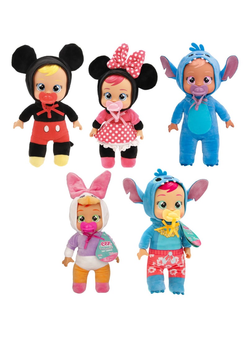 Cry Babies Disney Themed Tiny Cuddles Doll, Assorted 1 Piece (Style May Vary) Cries Real Tears | Baby Dolls in Pajama | Mickey Mouse | Collectible Soft Doll | Nurturing and Imaginative Play | Sensory Development | Gift for Toddler & Kids - Image 1