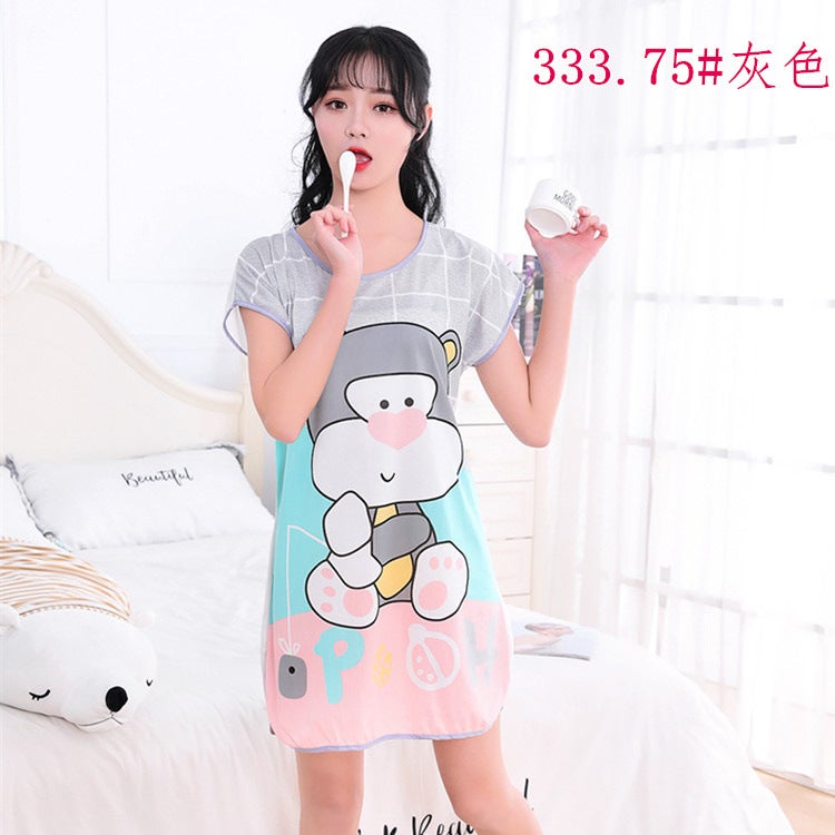 Cartoon Sweet Cute One-piece Nightgown 333.75# Ash
