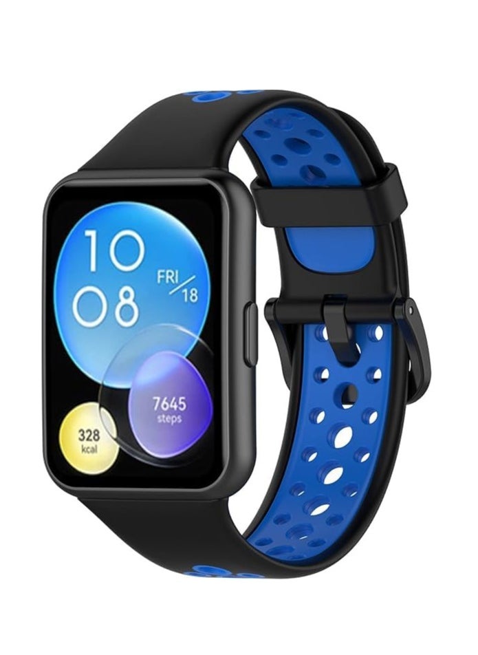 Generic - Silicone Strap Compatible with HUAWEI Watch Fit 2 Active/Classic/Elegant, Two-color Sport Band Breathable Ultra-light Waterproof Durable Adjustable Replacement Wristband for Fit2 - Image 1