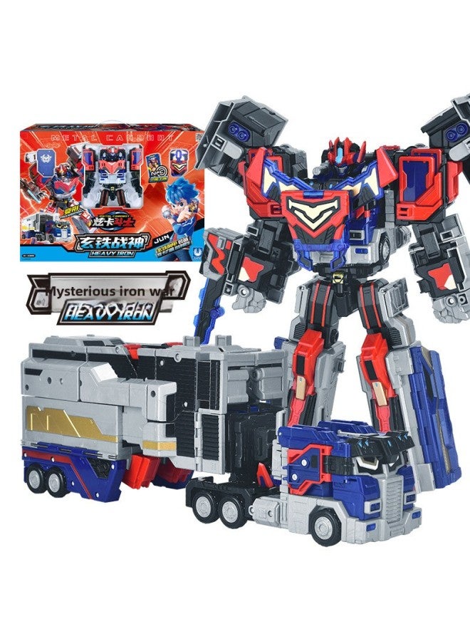 Product Dazzle Card Fighter Dazzle Blue Lightning Deformation Mecha Robot Toy Children Boy King Kong Spin Summoner Card-Color:Spot Black Iron God Of War【8112】 - Image 1