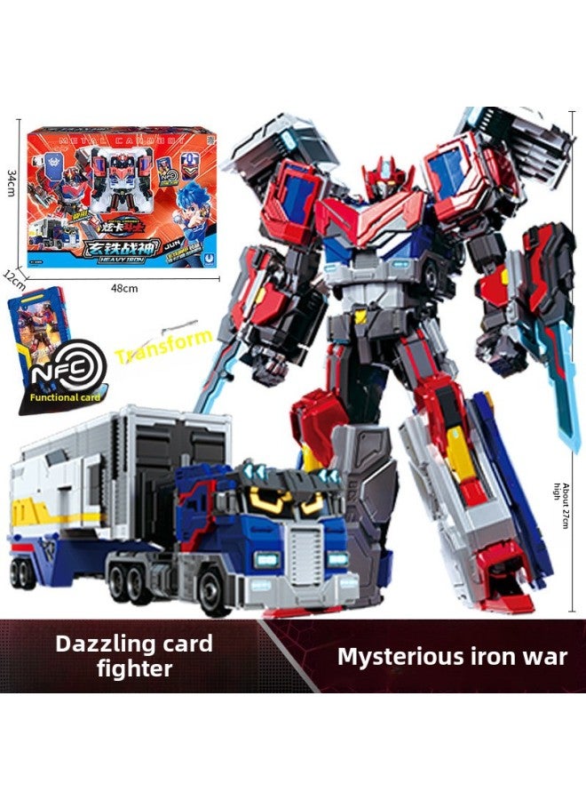 Product Dazzle Card Fighter Dazzle Blue Lightning Deformation Mecha Robot Toy Children Boy King Kong Spin Summoner Card-Color:Spot Black Iron God Of War【8112】 - Image 4