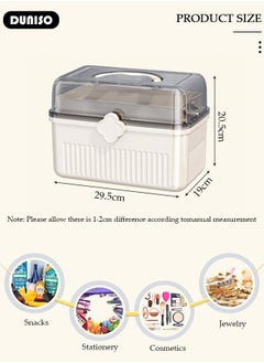 DUNISO Family Medicine Storage Box Container, 3 Layers Folding First Aid Box Organizer with Locking Lid Handle, Multipurpose Durable Craft Tool Case Plastic Professional Emergency Bin for Home Travel Car Camping Office  - Image 4