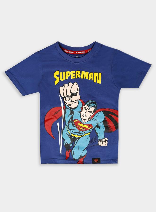 سوبر مان تيشيرت عصري بياقة مستديرة وطبعة جرافيك - Image 1
