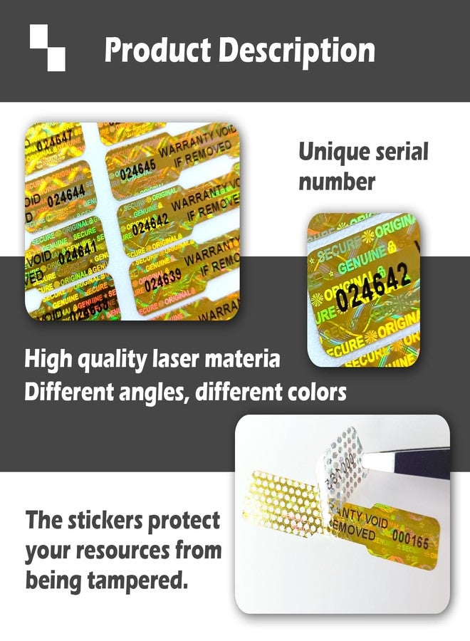 ILMBVM 620pcs Bone Shape Tamper Proof Hologram Stickers Honeycomb Bottom Genuine Warranty Void Seal Labels tamepr evident Labels (2x0.4inch,Gold) - Image 2
