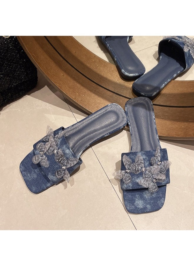 Rup Art Flower Art Fashion Sandals Outdoor Open Toe Casual Vacation Beach Skirt Women’s Slippers Open Toe Babouche Cute Flat Slippers, Casual Slide On Ladies Flat Sandals  - Image 3