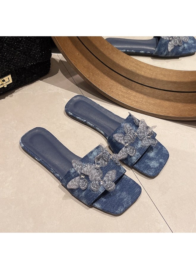 Rup Art Flower Art Fashion Sandals Outdoor Open Toe Casual Vacation Beach Skirt Women’s Slippers Open Toe Babouche Cute Flat Slippers, Casual Slide On Ladies Flat Sandals  - Image 2
