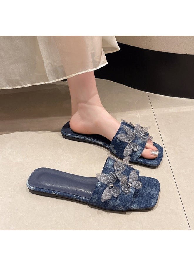 Rup Art Flower Art Fashion Sandals Outdoor Open Toe Casual Vacation Beach Skirt Women’s Slippers Open Toe Babouche Cute Flat Slippers, Casual Slide On Ladies Flat Sandals  - Image 5