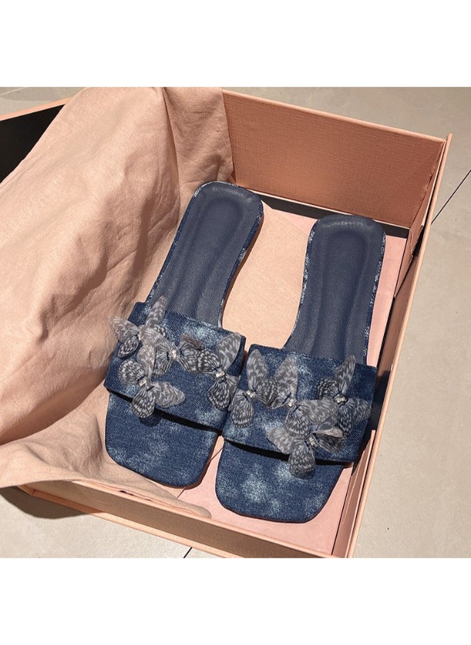 Rup Art Flower Art Fashion Sandals Outdoor Open Toe Casual Vacation Beach Skirt Women’s Slippers Open Toe Babouche Cute Flat Slippers, Casual Slide On Ladies Flat Sandals  - Image 4