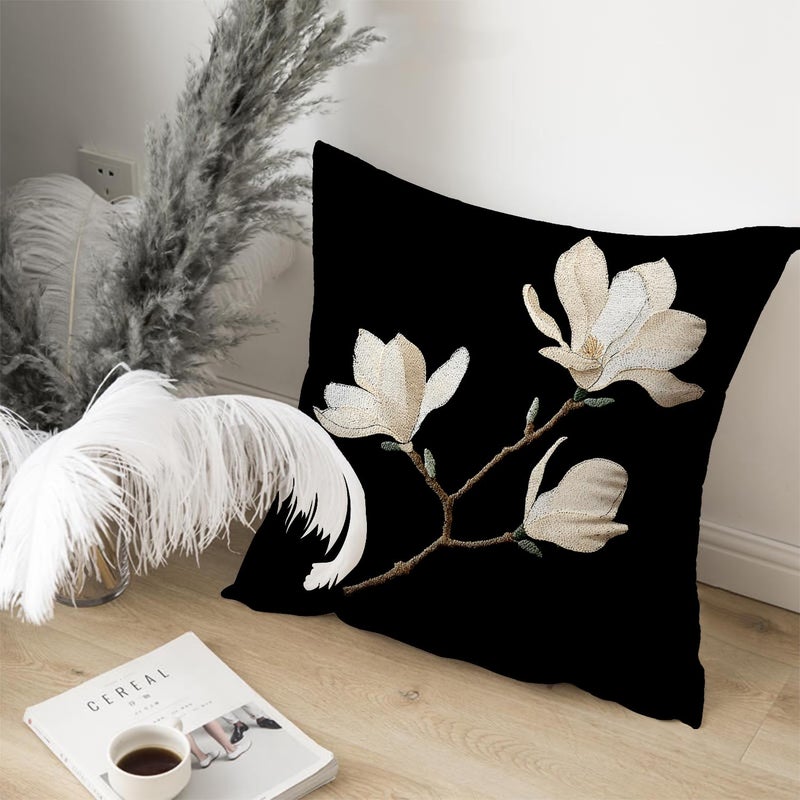 RBAFAO Vintage Floral Throw Pillow Covers, Vintage Flower Pattern Double Sided Cushion Cover, Indoor and Outdoor Home Art Decor Pillowcase for Sofa or Bedroom Decor 18x18inches (Black&White, 18x18inches) - Image 4