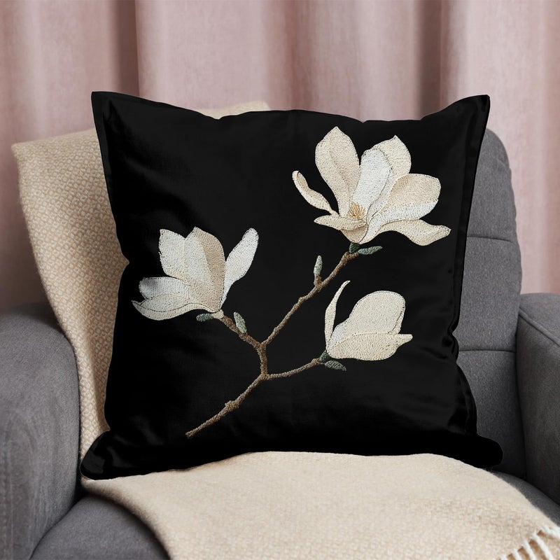 RBAFAO Vintage Floral Throw Pillow Covers, Vintage Flower Pattern Double Sided Cushion Cover, Indoor and Outdoor Home Art Decor Pillowcase for Sofa or Bedroom Decor 18x18inches (Black&White, 18x18inches) - Image 3