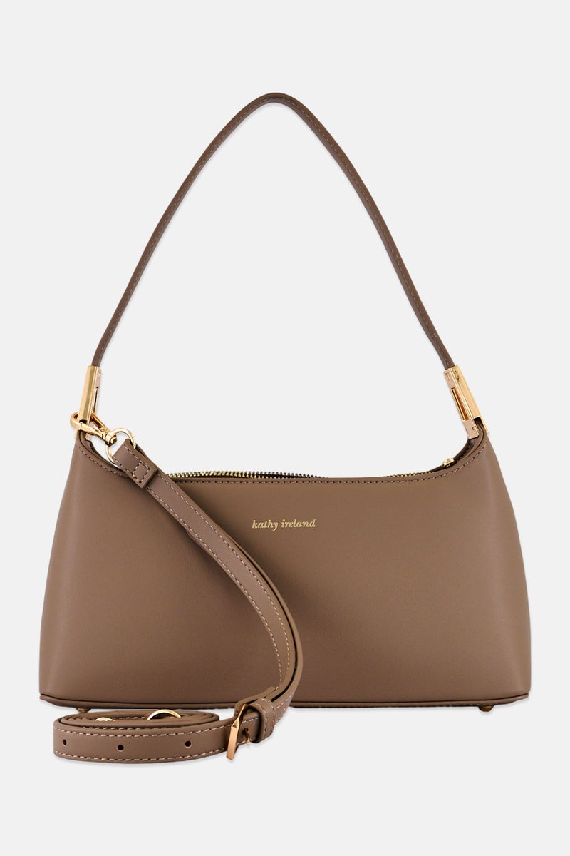 Kathy Ireland Women Brand Logo Shoulder Bag, Taupe - Image 1