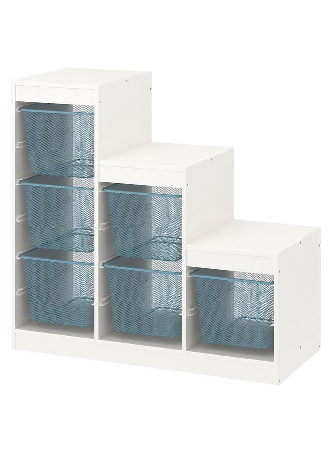 Zaboon Storage combination, white/grey-blue, 99x44x94 cm  - Image 1