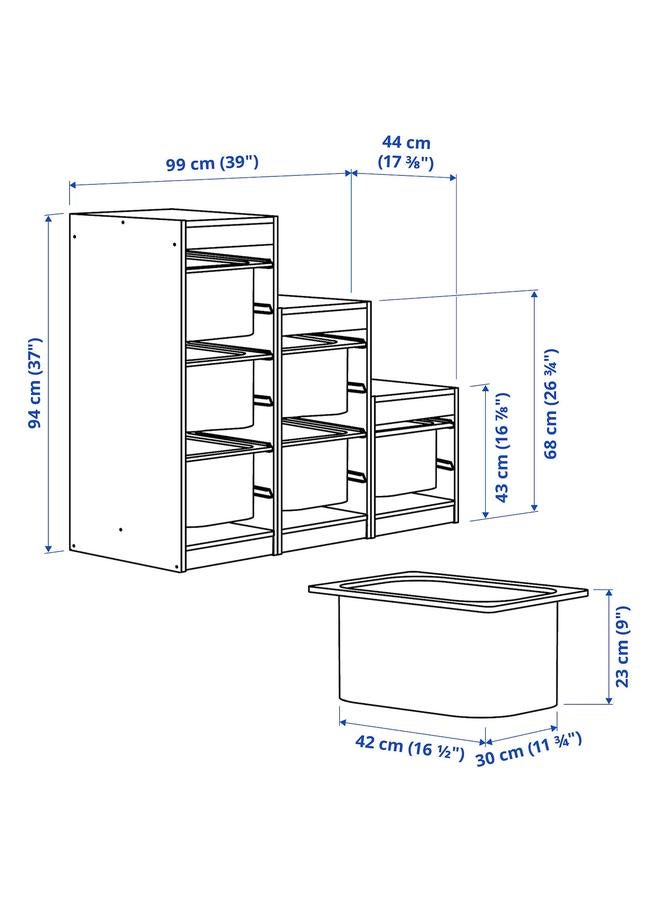 Zaboon Storage combination, white/grey-blue, 99x44x94 cm  - Image 4