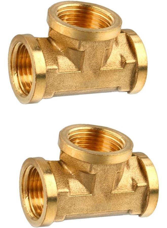 Royal Apex 2Pcs Set Brass Multi Purpose Hose Fittings With Bsp Thread For Plumbing Gas Hot Water Pipe Connector Pneumatic EtcRoyal Apex 2pcs Set Brass Multi Purpose Hose Fittings with BSP Thread For Plumbing, Gas, Hot Water Pipe Connector, Pneumatic etc (Female Tee, 3/8 Inch) - Image 1