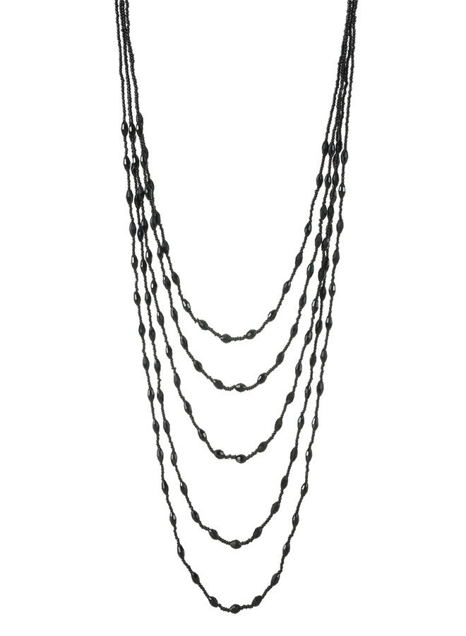 Xalroco Long Layered Necklace for Women Trendy Colorful Boho Chunky Crystal Beaded Jewelry Womens Dainty Statement Fashion Necklaces Costume Bead Strand Necklace (Sparkly Black) - Image 1