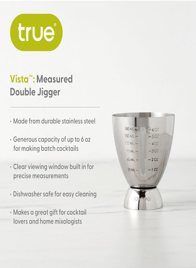 True Vista Stainless Steel Double Jigger for Bartending, Cocktail Measuring Jiggers for Margarita, Whiskey Sour, Bloody Mary, Mocktails and Other Drinks, Home Bar Accessories, 6 oz & 1 oz, Set of 1 - Image 2