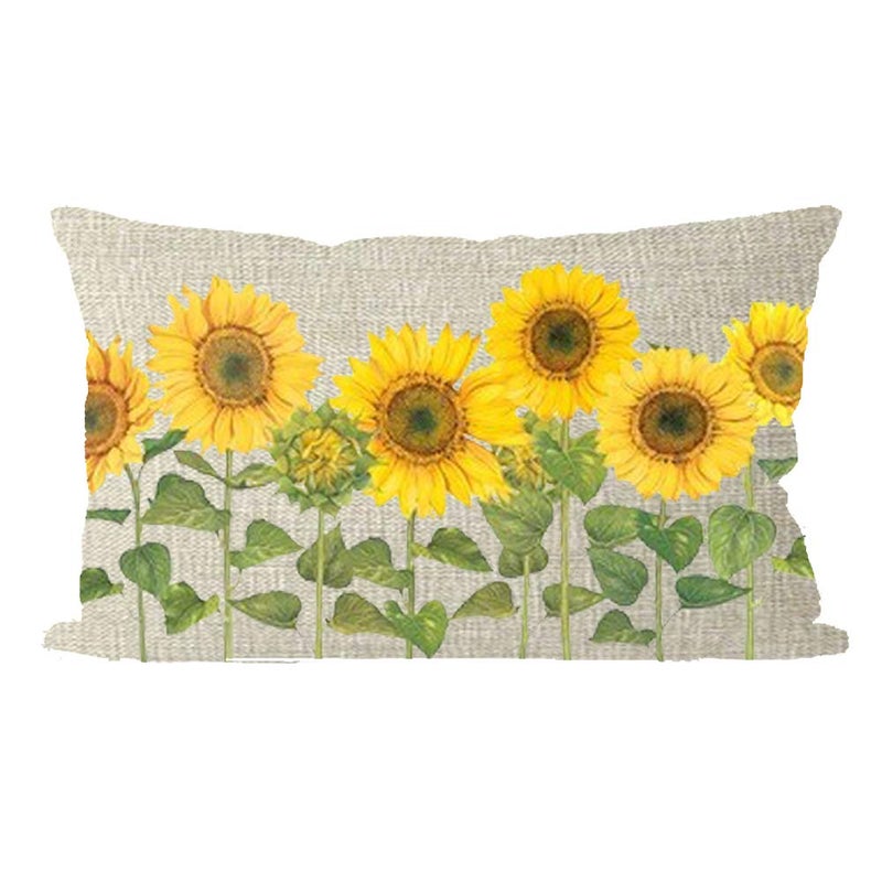 ITFRO Sister Aunts Beautiful Yellow Sunflowers Waist Lumbar Burlap Throw Pillow Case Cushion Cover Home Couch Sofa Decorative Rectangle Oblong 12x20 inches