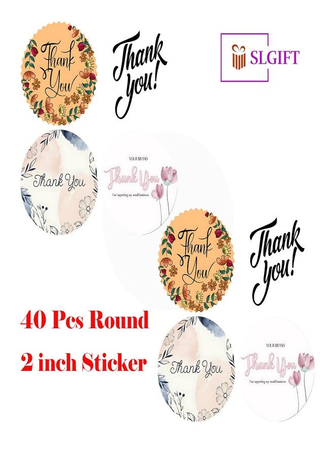 SLGIFT Vinyl Thank You Theme Sticker, Self-Adhesive Vinyl Stickers, 40 Pieces, 2 x 2 Inches Round Sticker, 4 Unique Designs, R112 - Image 4