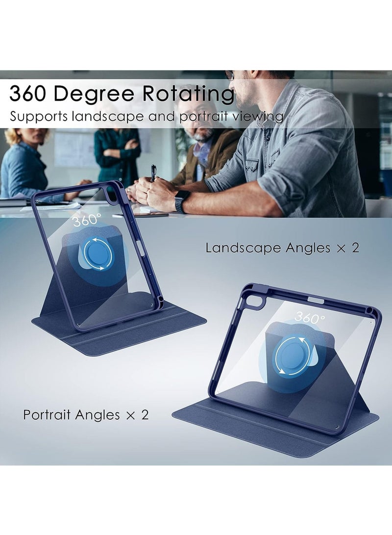 Rock Pow Case for iPad Air 11-Inch M2 (2024) iPad Air 5th Generation (2022) / iPad Air 4th Gen (2020) 10.9 inch -[Built-in Pencil Holder] Trifold Stand Shockproof Cover with Clear Transparent Back Shell Auto - Image 4