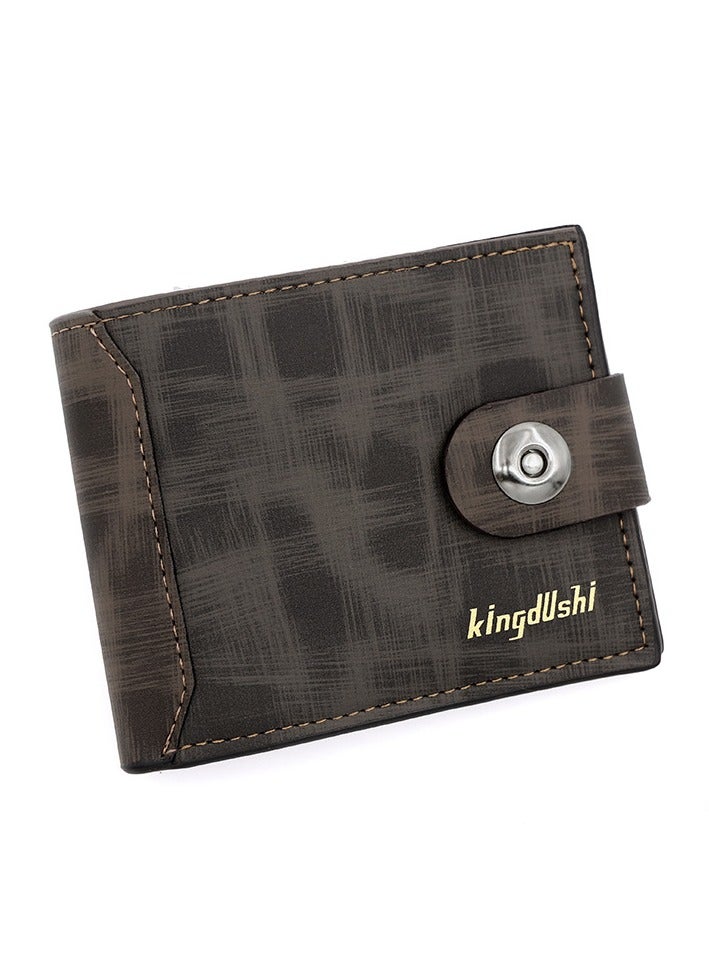 Kingdushi Men's Wallet Business Casual Short Leather Stylish Comfortable Mini Wallet Grey - Image 1