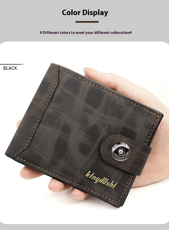 Kingdushi Men's Wallet Business Casual Short Leather Stylish Comfortable Mini Wallet Grey - Image 2