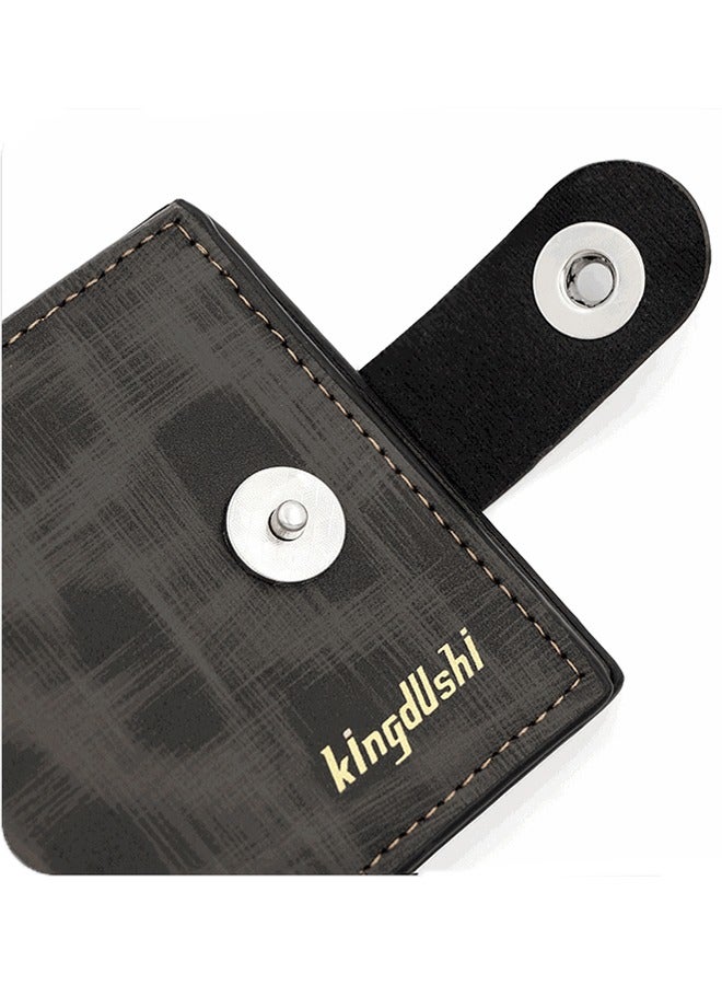 Kingdushi Men's Wallet Business Casual Short Leather Stylish Comfortable Mini Wallet Grey - Image 4