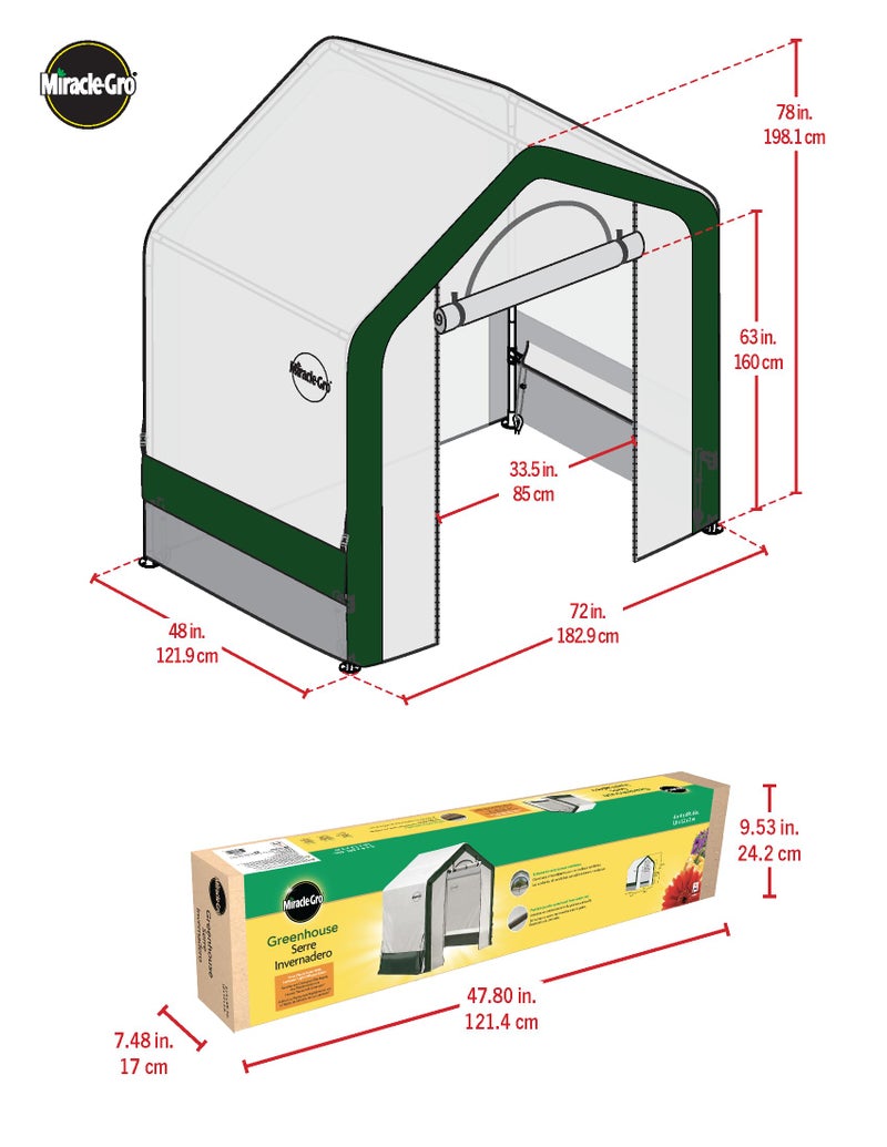Miracle-GRO 6' x 4' x 6' Outdoor Mini Walk-in Greenhouse Plant Tent, All-Season Small Walk-in Plant Growth Accelerator with UV-Treated Fabric Cover and Zippered Panels, Clear - Image 5