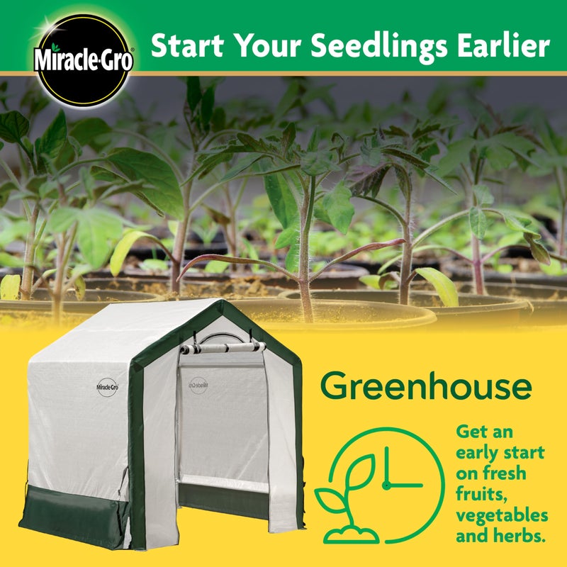Miracle-GRO 6' x 4' x 6' Outdoor Mini Walk-in Greenhouse Plant Tent, All-Season Small Walk-in Plant Growth Accelerator with UV-Treated Fabric Cover and Zippered Panels, Clear - Image 2