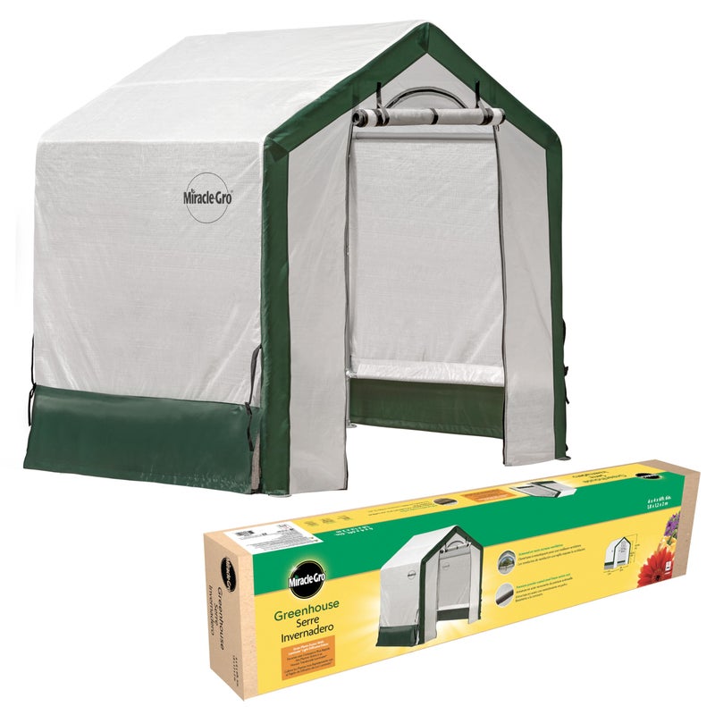 Miracle-GRO 6' x 4' x 6' Outdoor Mini Walk-in Greenhouse Plant Tent, All-Season Small Walk-in Plant Growth Accelerator with UV-Treated Fabric Cover and Zippered Panels, Clear - Image 1