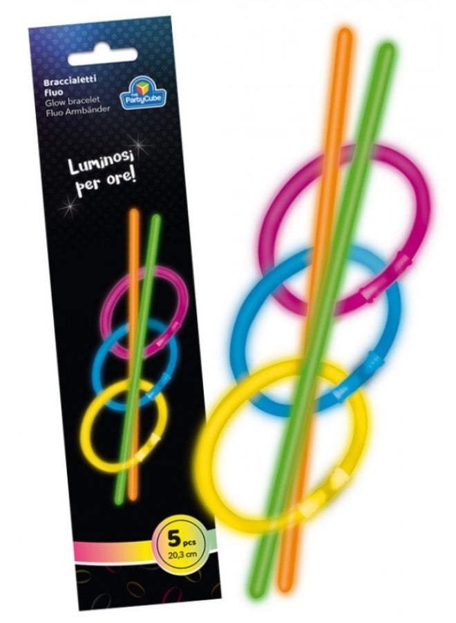 Ciao Fluorescent Bracelets Set of 5 – Glow in the Dark Bracelets for Party, Events & Festivals – Bright Neon Colors, Safe & Flexible, Perfect for Kids and Adults - Image 1
