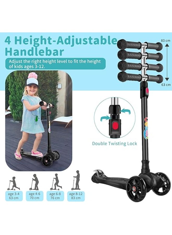 سكوتر ايه 5 بـ 3 عجلات للبنات والأولاد من بيليف، سكوتر للأطفال مع عجلات بإضاءة LED، مقود بارتفاع قابل للتعديل، آلية الاتكاء والتوجيه، لوح قدم غير قابل للانزلاق، سكوتر للأطفال 3-12 - Image 2