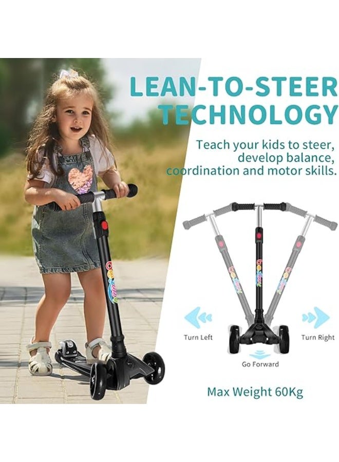 سكوتر ايه 5 بـ 3 عجلات للبنات والأولاد من بيليف، سكوتر للأطفال مع عجلات بإضاءة LED، مقود بارتفاع قابل للتعديل، آلية الاتكاء والتوجيه، لوح قدم غير قابل للانزلاق، سكوتر للأطفال 3-12 - Image 3