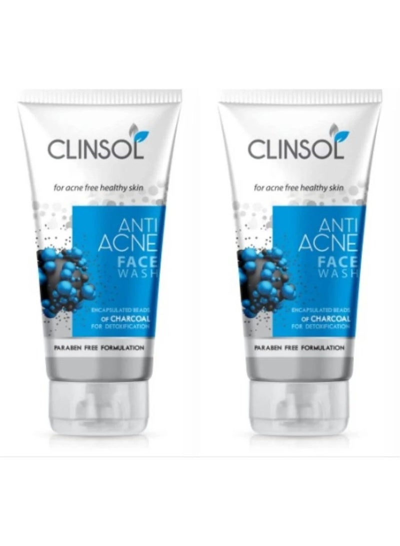 Leeford Clinsol Anti-Acne Charcoal Facewash 70g (Pack of 3) | Anti-Pollution & Anti- Acne | Gentle, Effective, and Chemical-Free | For Acne-Prone Skin | Dermatologically Tested - Image 2