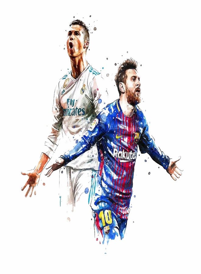 Sticker Yard Ronaldo with Messi Vinyl Wall Sticker for Living Room/Bedroom/Office and All Decorative Wall Stickers Size 55X55CM - Image 1