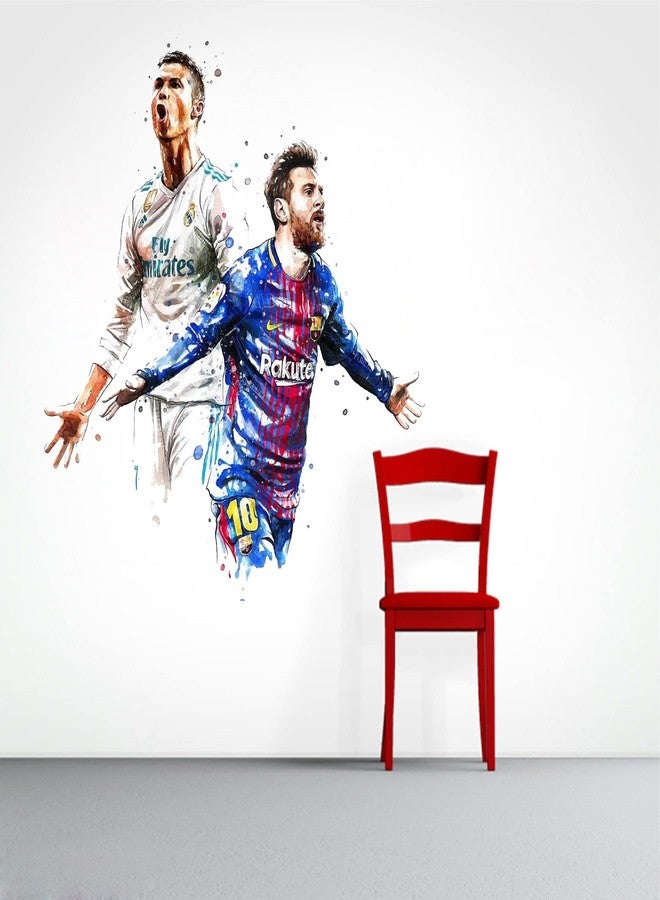 Sticker Yard Ronaldo with Messi Vinyl Wall Sticker for Living Room/Bedroom/Office and All Decorative Wall Stickers Size 55X55CM - Image 2