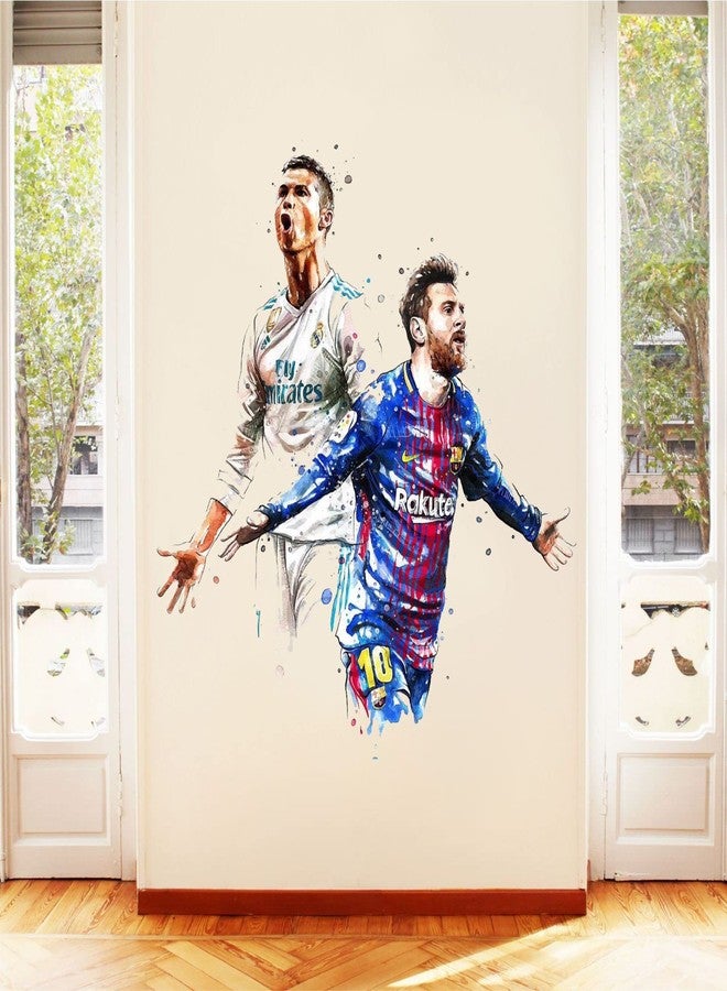 Sticker Yard Ronaldo with Messi Vinyl Wall Sticker for Living Room/Bedroom/Office and All Decorative Wall Stickers Size 55X55CM - Image 3