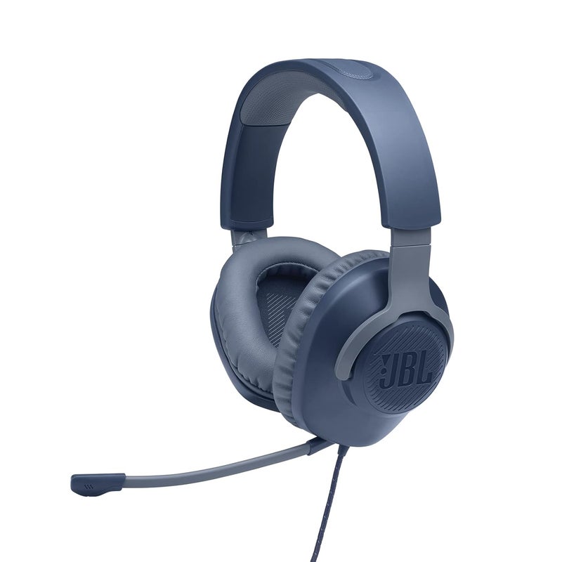 JBL Quantum 100 Wired Over Ear Gaming Headphones with Mic, 40mm Dynamic Drivers, Quantum Sound Signature, Detachable Mic, Memory Foam Cushioning, PC/Mobile/PS/Xbox/Nintendo/VR Compatible (Blue) - Image 1