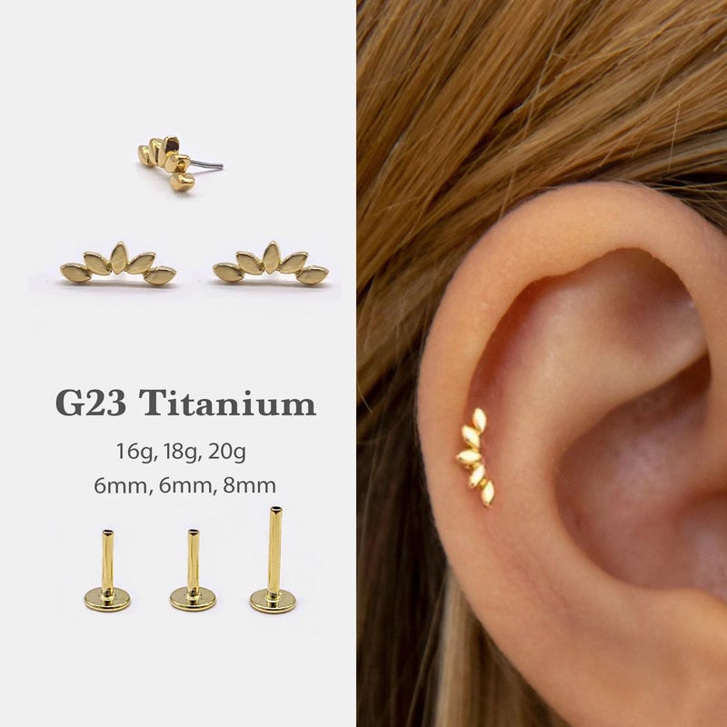 NONTAI Dainty Climber Stud Earrings, Titanium 16G Flat Back Earrings, Threadless Cartilage Tragus Conch Piercing Helix Stud - Image 2