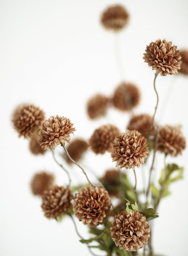 DuHouse 6pcs Faux Silk Pompon Mum Artificial Flowers,Silk Small Mini Chrysanthemum Ball with Stems for DIY Bouquets Centerpieces Vase Home Table Kitchen Decorations(Coffee) - Image 3