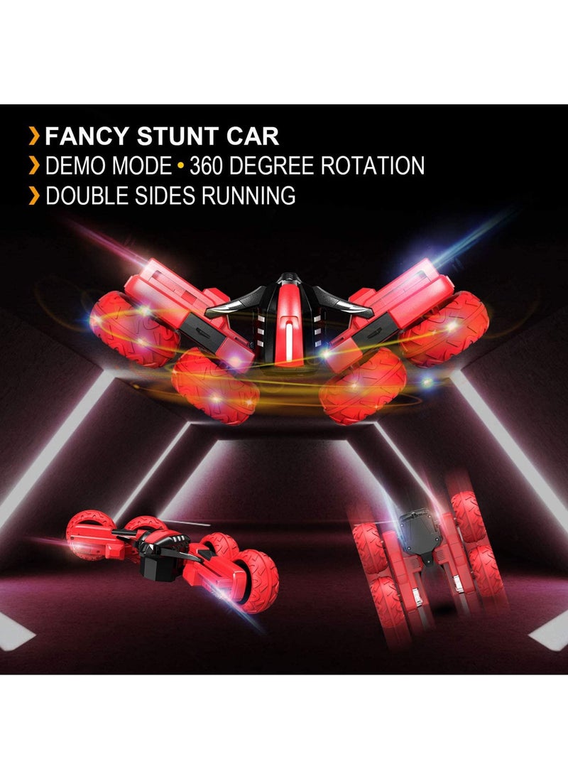 Swift Remote Control Car 4WD 2.4 GHz Electric Race Stunt Car 360 Double Side Flips RC Car 1:20 High Speed Off-Road Vehicle Radio Controlled Racing Car for Boys & Girls, Red  - Image 2