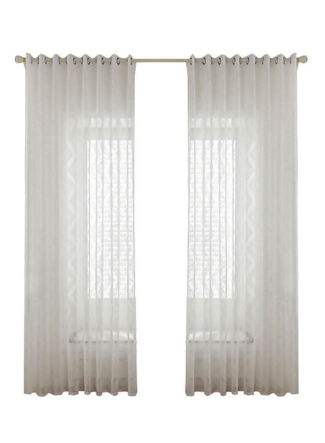 NIBEMINENT 2-Panel Sheer Voile Window Curtain Set With Ring Rod White 39 x 51inch - Image 1