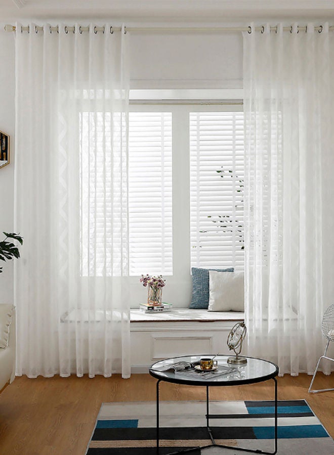 NIBEMINENT 2-Panel Sheer Voile Window Curtain Set With Ring Rod White 39 x 51inch - Image 2